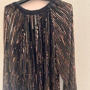ZARA NEW Voluminous Sequin Blouse Top Size: M